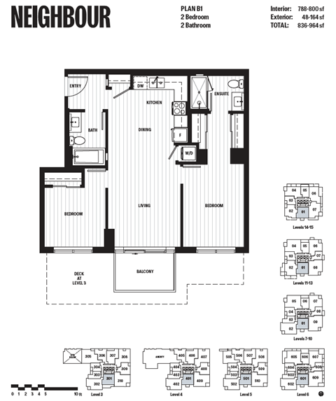 Floor plan for 2 beds, 2 baths, 785 sqft